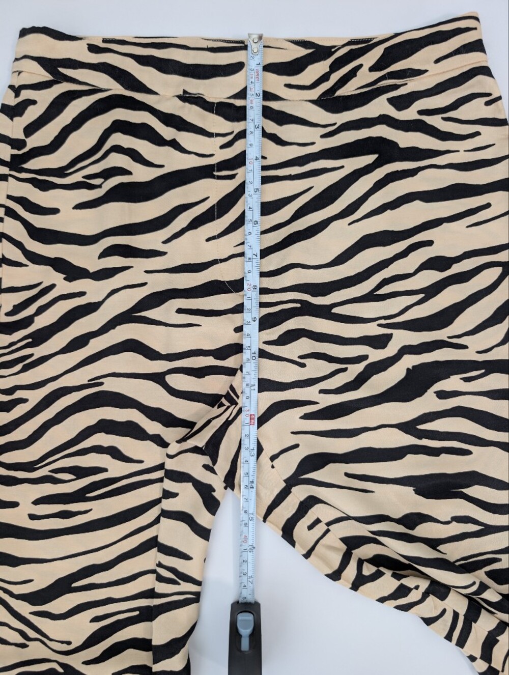 ZARA Women's Zebra Print Split Hem Straight-Leg Pants Viscose Beige Black S - Picture 10 of 13